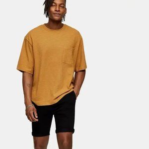 NEW Men's Topman skinny chino rolled cuff shorts navy blue 30